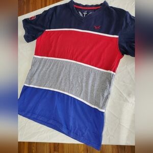 Triple Fat Goose Colorblock V Neck T Shirt Large Nautical